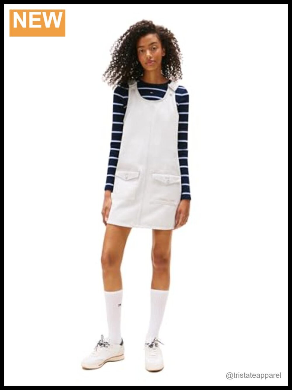 Womens Sleeveless Pinafore Denim Dress with Pockets Casual